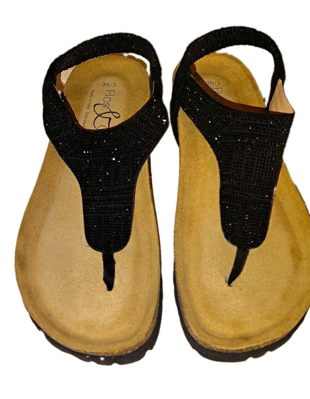 NWOT Bos. & Co. Italy Rhinestone Embellished Cork Thong Sandals Size 5.5-6 US